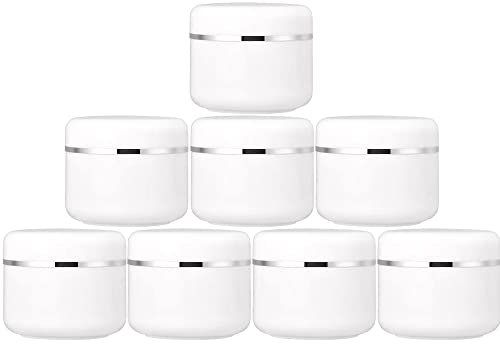 Lot de 50 pots de maquillage en plastique avec couvercle à vis et doublure en polypropylène Blanc 30 ml