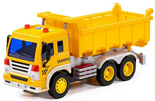 Polesie Muldenkipper LKW Kinder Spielzeug City gelb Schwungrad Fahrzeug mit Licht Sound