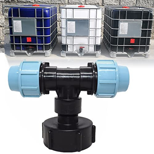 Adaptateur de robinet IBC pour réservoir d'eau - Raccord rapide - Raccord de tuyau - Raccord S60 x 6 - Filetage épais (32 mm, sortie en forme de T)
