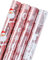 RUSPEPA Rouleau De Papier D'Emballage De Noël - Collection De Vacances Père Noël, Flocons De Neige Et Rennes En Or Rose Avec Feuille Métallique Brillante - 4 Rouleaux - 76 cm X 305 cm Par Rouleau