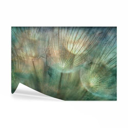 decomonkey Fototapete selbstklebend Pusteblume Abstrakt, 441x315 cm, XXL | Blumen, Natur, Optik, Beton, Blau, Türkis, Selbstklebende, Tapeten, Wand, Fototapeten, Tapete, Wandtapete, klebend, Deko