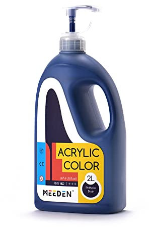 MEEDEN Phthalo Blue Acrylic Paint with Pump Lid, 1/2 Gallon (2L /67.6 oz.) Heavy-Body Non-Toxic Rich Pigment Color, Perfect for Art Class, Wall Painting & Creative DIY