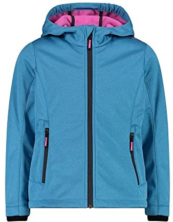 CMP - Giacca in softshell melange da bambini con cappuccio fisso, Turchese Mel., 152