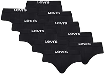Levi's Solid Basic Herren Slips Unterwäsche aus Bio-Baumwolle im 10er Pack, Farbe:Black, Bekleidungsgröße:L