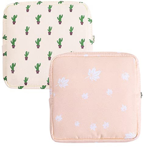 Periodentasche, Damenbinden Aufbewahrungstasche Damenbinde, Aufbewahrungstasche, Damenbinde, mit Reißverschluss, tragbare Slipeinlagen, Tasche für Frauen, Teenager, Mädchen, Damen (2 Stück)