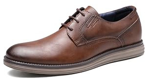 KNBR Zapatos formales para hombre con cordones para trabajo, negocios, viajes, vestido Oxford casual, Marrón liso, 44 EU