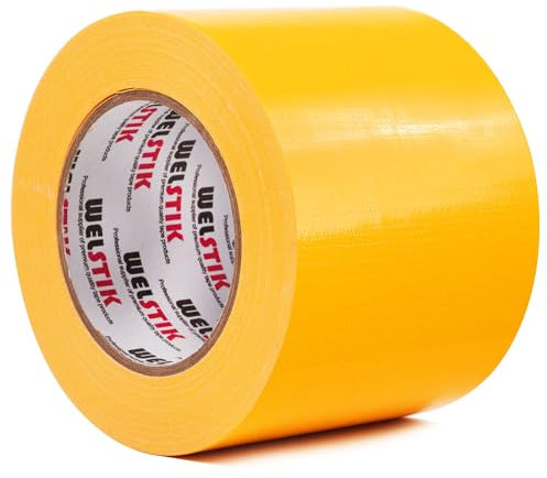 WELSTIK Heavy Duty wasserdichtes Duct Tape 4 Zoll, Professionelle Grade Industrial Duct Tape für Reparaturen, DIY, Handwerk, Indoor Outdoor Use, Kein Rückstand, Tear by Hand 96MM*41M, Gelb