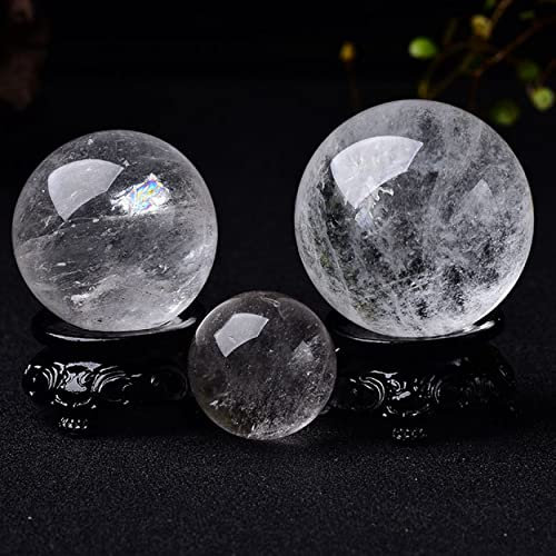 1pc natürliche runde Stein Ornamente Quarz Kugel Amethysten Rose weiß Quarz Kristall Obsidian Stein Ball Dekoration Natursteine ​​und Mineralien ( Color : Rock Crystal Quartz , Size : 1.26-1.37in )