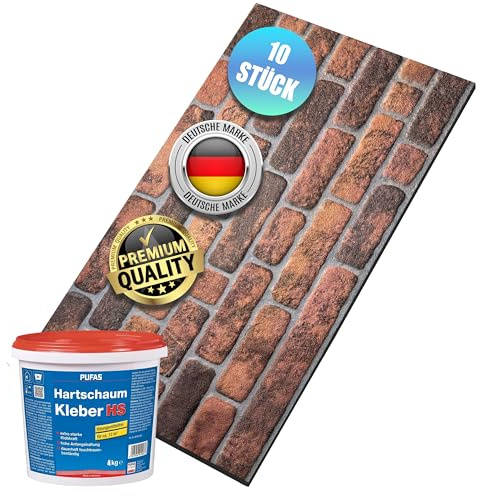 AS Country Stone® Wandverkleidung Steinoptik | 100x50x2 cm | 3D Effekt Wandpaneele Steinoptik für Küche und Wohnzimmer | Innen- und Außenbereich - 3D Wandpaneele | 10 Stück mit Montagekleber |