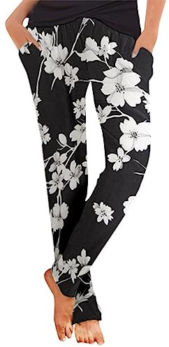 GFPGNDFHG Sommerhose Weites Bein Damen Hosen Sommer Fleece Damen Hose Damen Sommer-Haremshose, Schlupfhose, Boho-Strandhose, leichte, lässige, lockere Hose mit Taschen Pro Hose Kurz Damen Zumba