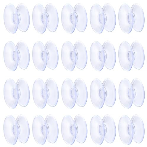 Pawfly 2 cm Saugnapf Doppelsaugnapf Doppelseitige Saugnäpfe Klarer PVC-Plastiksauger für Glastisch-Spiegel Saugnäpfe für Glasplatte Tisch, 20er Pack