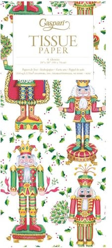 Nutcracker Christmas White by Katherine Barnwell Caspari Tissue Wrap 4 Sheets of 70 x 50 cm Luxury Tissue Wrapping Paper