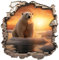 Samunshi® Wandtattoo Wandriss mit Eisbär Fenster in andere Welt Wanddekoration Wandsticker für Wohnzimmer Küche Wandaufkleber Wanddeko 30x30cm