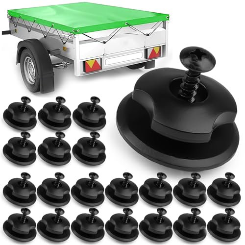 Trailer Cover Hooks, 20 Pcs Tarpaulin Hooks with 20 Screws, Strong Tarpaulin Clips, Plastic Trailer Cover Tie Down Button Cleats for Securing Nets