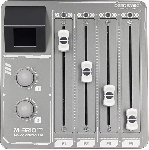 DEERSYNC M-BRIO-4FADE MIDI CC Controller – keine Software für die Anpassung auf dem Gerät erforderlich – 4 x 100 mm Pro Fader für DAW, Orchester-Scoring & Videobearbeitung – CNC-Aluminium, Plug & Play