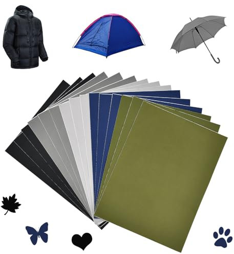 TANCUDER 15 Sheets Nylon Repair Patches Down Jacket Patches Self-Adhesive Repair Patch Fabric Repair Stickers Waterproof Tent Repair Tape Kit for Jacket Tent Clothes Outerwear Bag Repair, 5 Colors