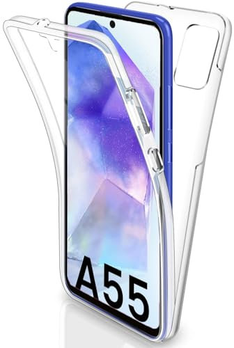 Galaxy A55 Case, Galaxy A55 5G Cover, Ultra Thin 360 Phone Case [Full Protection] [no dots] [silicon] [Slim TPU] [A55 Front and Back] [Transparent] For Samsung A55 5G (CLEAR)