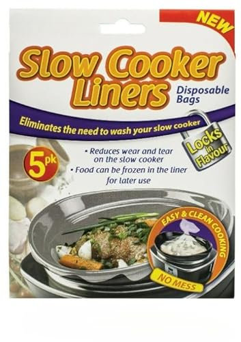 Vision4ever 5 Bags Slow Cooker Liners For Round & Oval Slow Cookers No Mess Disposable Bags Slow Cooker Liner Bags, 5 Count, Fits Round & Oval Crock Pots, Disposable