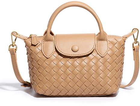 NFengHe Kleine Crossbody-Tasche für Damen, geflochten, trendige Ledertasche in Knöedelform, leichte Mini-Handtasche, A-gelb, Mini