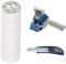 D.RECT Derouleur pour Ruban Adhesif avec 6 Rouleaux De Ruban Transparent 50m x 48mm - Inclus Cutter à Cartouche 18 mm avec Poignée Paoutchoutée