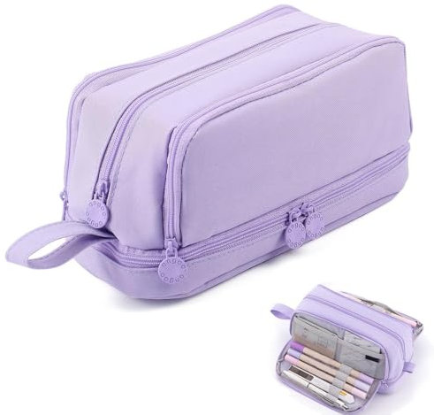 Voarge Grande capacità di colore matita, 4 scomparti, per studenti, ragazze, adulti (viola), Lilla, unisex