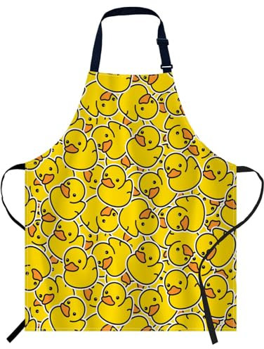 Smooffly Schürze mit Entenmotiv, verstellbar, Kochschürze, Unisex, für Damen und Herren, perfekt für Zuhause, Küche, Backen, Gartenarbeit, Restaurant, Kaffeehaus, Grillen, Ente, 27x31 Inch