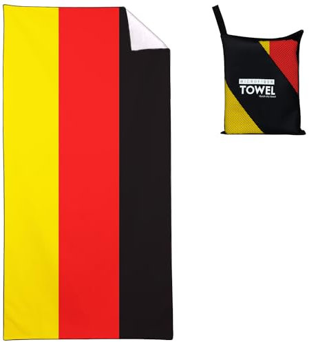 Zomer Strandtuch groß 90x180 cm Deutsche Flagge Towel Mikrofaser Badetuch Schnelltrocknend für Damen Herren Schwimmen Reise Urlaub Sauna Yoga