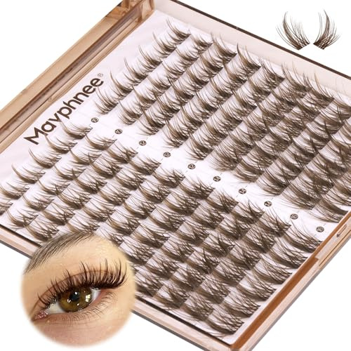 Braune Wimpern-Cluster, dunkle CC-Curl-Wimpern, 10–16 mm, DIY zu Hause, 120 Stück Mavphnee