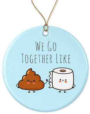 Weihnachtsbaumschmuck Toilettenpapier Und Kacke – Wir Passen Zusammen, So Lustig Runde Keramik Ornament Premium Weihnachtsschmuck Andenken Christbaumschmuck Anhänger Für Geschenke Hausdeko Party
