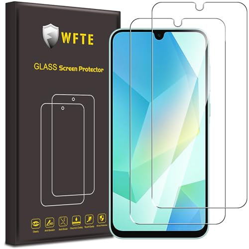 WFTE [Lot de 2 Verre Trempé pour Samsung Galaxy A16 5G / Samsung Galaxy A17 2025, 0,26mm Film de Protection D'écran avec Haute Transparence à 99%, Anti-trace Protecteur avec Dureté 9H Glass