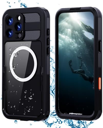 FocRelaxer for iPhone 16 Pro Max Case Waterproof,IP68 Underwater,Built-in Screen Protector & Camera Protector,Outdoor 360 Full Body Shockproof,Dropproof,Dustproof Phone Case for iPhone16 Pro Max,Black