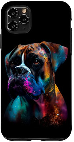 iPhone 11 Pro Max Colorful Boxer Dog Vibrant Paint Splash Case