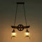 HuKaiL Vintage Pendellampe, E27 Holz Kronleuchter Vintage 80cm Höhenverstellbar, Gear Deckenlampe Industrial Style Esszimmerlampe für Wohnzimmer, Schlafzimmer, Café, Bar