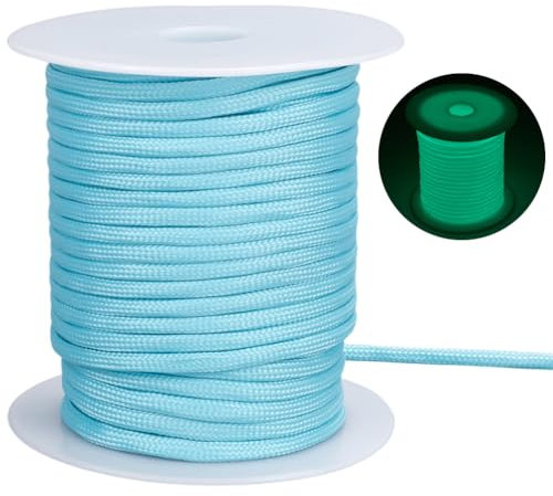 SOFPLATE 34 Yards/31m Polyester Paracord Camping Cord Glow in The Dark Para Cord Parachute Spool Cords Luminous Survival Climbing Rope for Outdoor Hiking Beading Bracelets Lanyards DIY Crafts Project