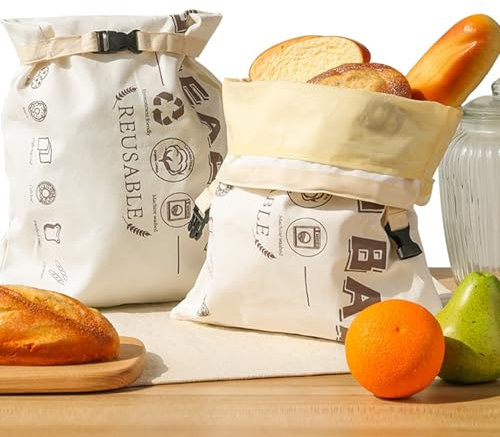 YCCOKJJ 2 bolsas de pan con cera de abejas, bolsas de pan de lino con cera de abejas, forro interior para guardar pan, frutas, verduras, lavables, reutilizables, bolsas de cera de abejas para mantener