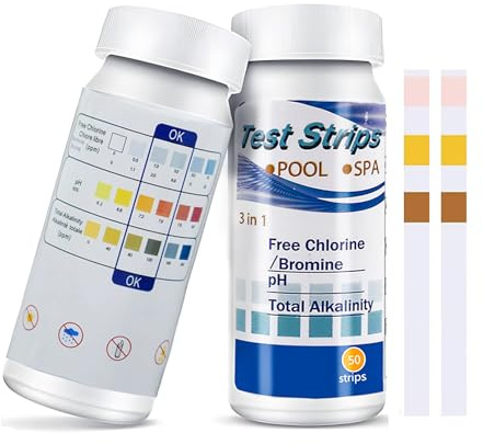 Pool Teststreifen,Pool Tester Ph Und Chlor,3 In 1 Pool-Teststreifen FüR Spa,Wert Test Wassertester Pooltester FüR Spa,Streifen Messgerät Wasser Whirlpool Messen Ph-Wert (150)