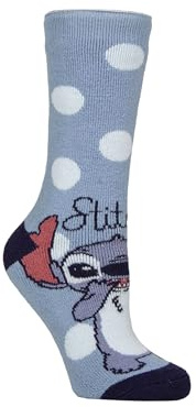HEAT HOLDERS SOCKSHOP Damen Stitch Socken - 1.6 TOG Lite Thermal, Warm, Blau, Gemustert, Geschenk für Disney-Fans, Lilo & Stitch Movie, 1 Paar Größe 37-42