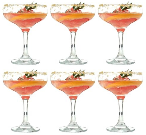Tefrine 6 PCS Super Margarita Daiquiri Manhattan Martini Glass Drinking Set, Mini Cocktail Set of 6 Classic Martini Glasses 5 Ounce, Ideal for Home Bar Parties and Entertaining