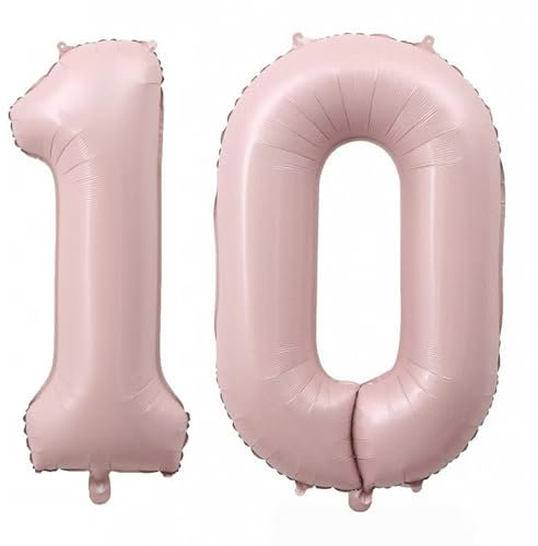 Alaoo Globos con Números, Globos Grandes de Papel de Aluminio para Cumpleaños, Aniversarios, Celebraciones, Decoraciones para Fiestas, Rosa Número 1 & 0