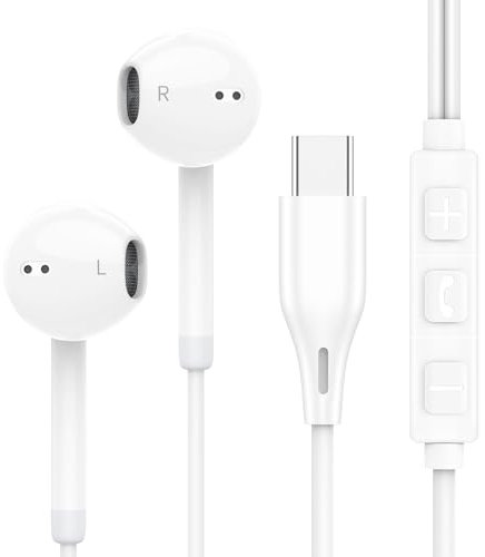 USB C Headphones for iPhone 16 15, Wired Earbuds for iPad Pro Air Mini, iPad 10, MacBook, in Ear Headphones Wired for Samsung, Google Pixel, Lenovo, Dell, Type C Earphones, Microphone, Volume Control