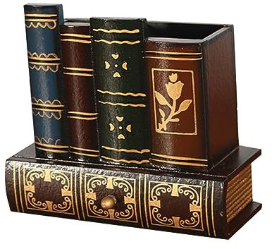 Veemoon Holz Stiftebehälter Retro Stil Tisch Stiftehalter Mit Schublade Für Stifte Aufbewahrung Aus Natürlichen Materialien Für Zuhause Büro Wohnzimmer Arbeitszimmer