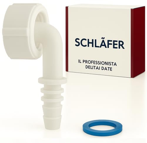 Schläfer 655813 | Raccordo a Gomito 1con curva 90 gradi per Scarico Condensa per Sifone a incasso, Compatibile con Scarico Asciugatrice, Condizionatori, Deumidificatori, Tubo Portagomma Ø 8-17 m