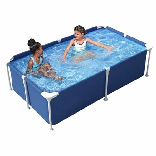 Rahmenschwimmbad 180-300cm Rechteck Pool Stahlrahmenpool Oberirdischer Gartenpool Großes Planschbecken Rechteckig Oberirdisch Für Garten(180 * 140 * 60cm)