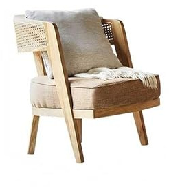 Home Wohnzimmer Kleines Sofa Rattan Liegestuhl aus Holz Freizeit Balkon Teesitz