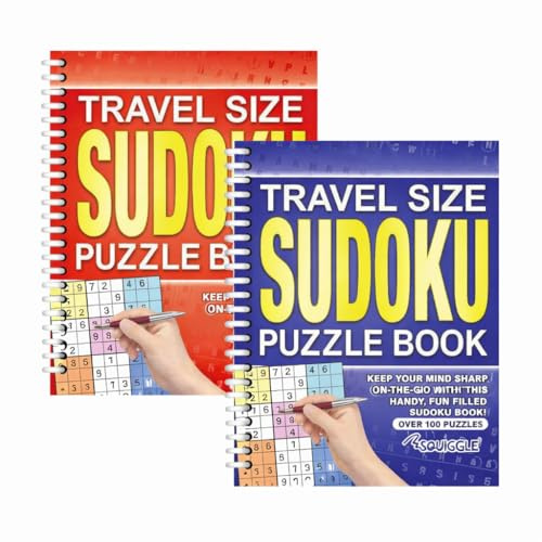 Sixstore A5 Spiral Bound Travel Size Sudoku Puzzle Book, Set of 2 | Purple and Orange, Brain Games Numbers