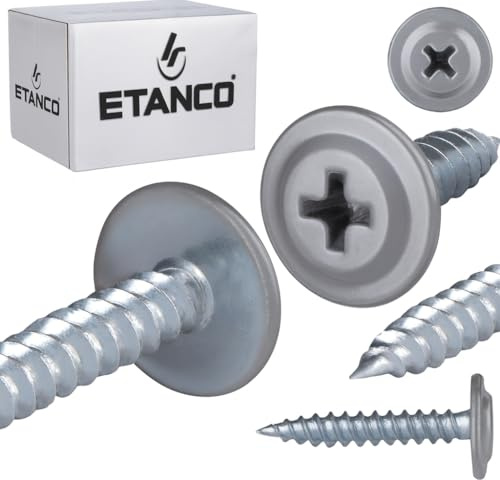 ETANCO GM-S Schrauben, Verzinkt, Universell Einsetzbar, Hochwertige Befestigungselemente für Holz, Metall und Beton 4,2 x 50 mm (RAL 9006 Weißaluminium)