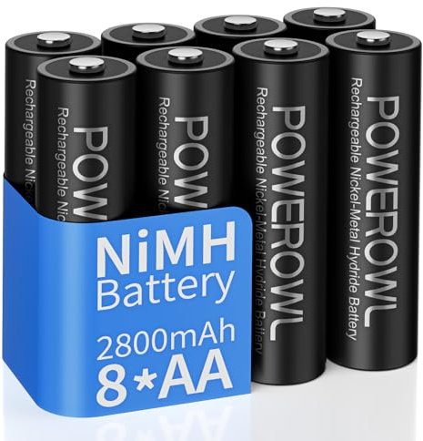 POWEROWL AA Rechargeable Batteries 8 Pack | 1200 Cycles 2800mAh 1.2V High Capacity AA Ni-MH Rechargeable Batteries, Precharged