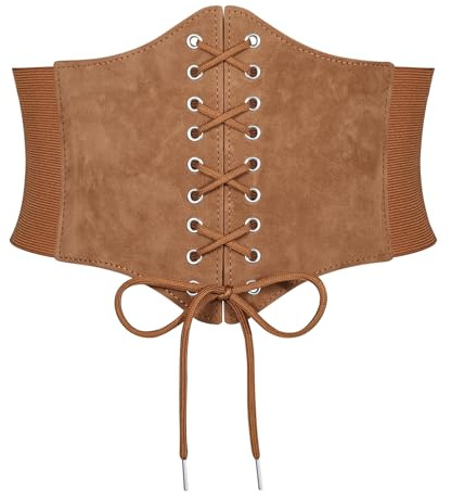 WERFORU Frauen Tied Waspie Gürtel Breiter Schnürgürtel Korsett Elastische Taille Gürtel für Halloween Party
