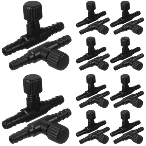 Bremorou 20stück Aquarium Ventil, Luftstrom Regelventil, Schlauch Luftpumpe Regelventile für 3/16 Luftschlauchverbinder T Form Schlauchverbinder Kunststoff Luftstromregler Schwarz Zum Aquarien