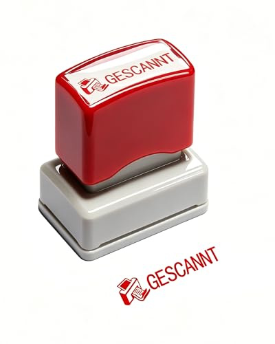 GESCANNT Textstempel - Dokumente Selbstfärbender Stempel– Rot | Praktischer Abdruckstempel mit rotem Tinte-Kissen für Buchhaltung, Büro & Arbeitsplatz. Robuste Handhabung im Alltag.